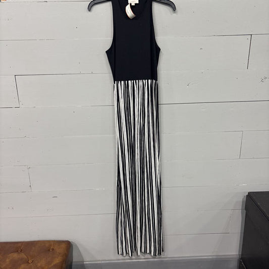 LOFT,STRIPE TANK DRESS ,BLK WHT,S