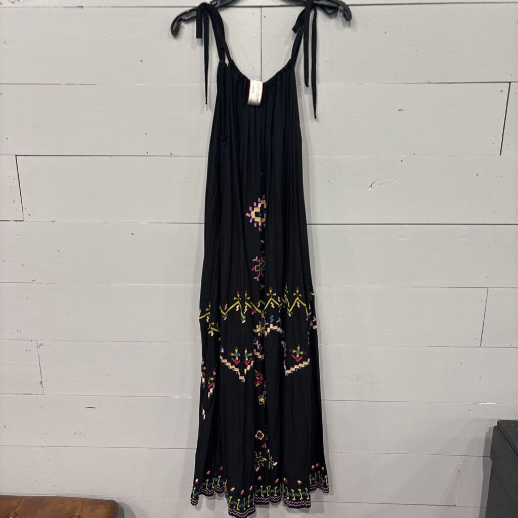 ANTHROPOLOGIE,PATTERNED TANK DRESS ,BLK MULTI,XXS (OS)