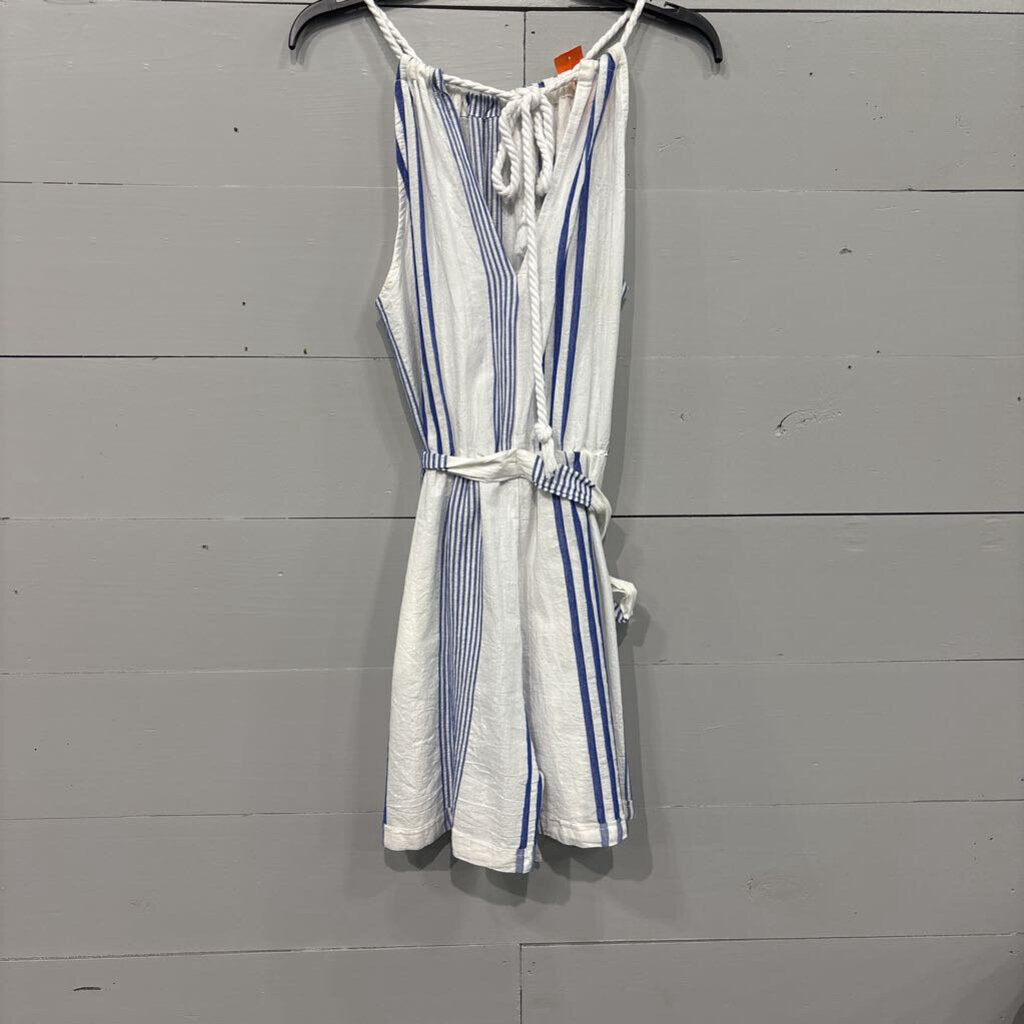 STRIPE ROMPER ,BLUE WHT ,S