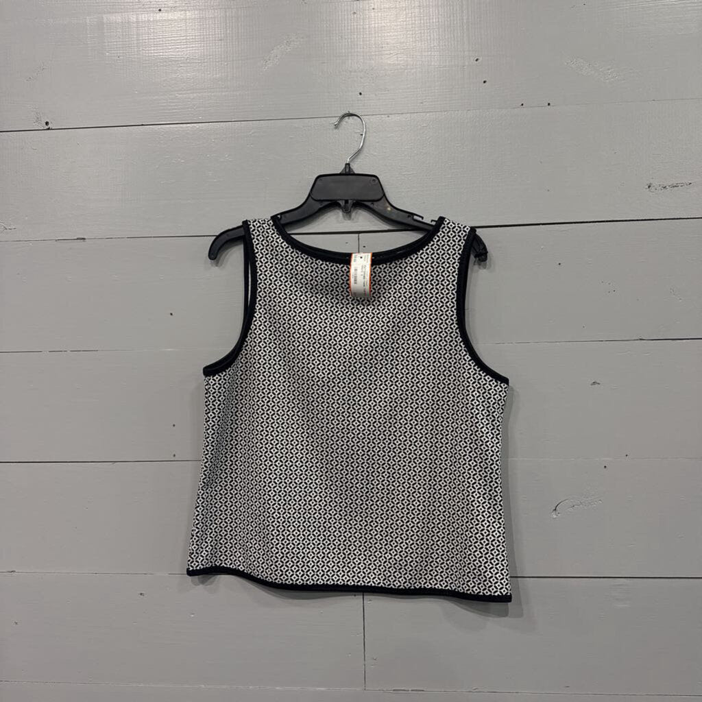 MAX STUDIO, PATTERNED TANK TOP,BLK WHITE ,S