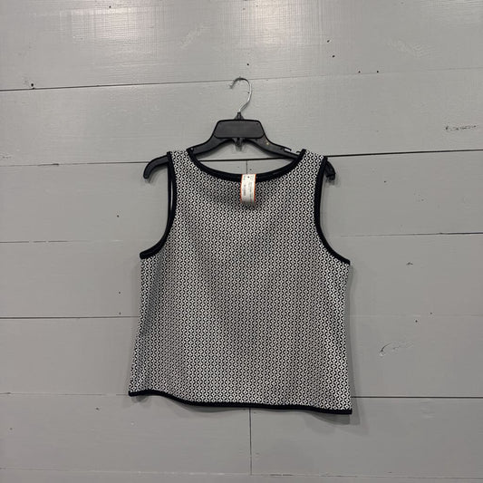 MAX STUDIO, PATTERNED TANK TOP,BLK WHITE ,S
