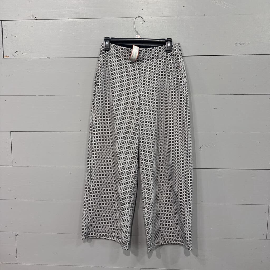MAX STUDIO, PATTERNED PANT,BLK WHITE ,S