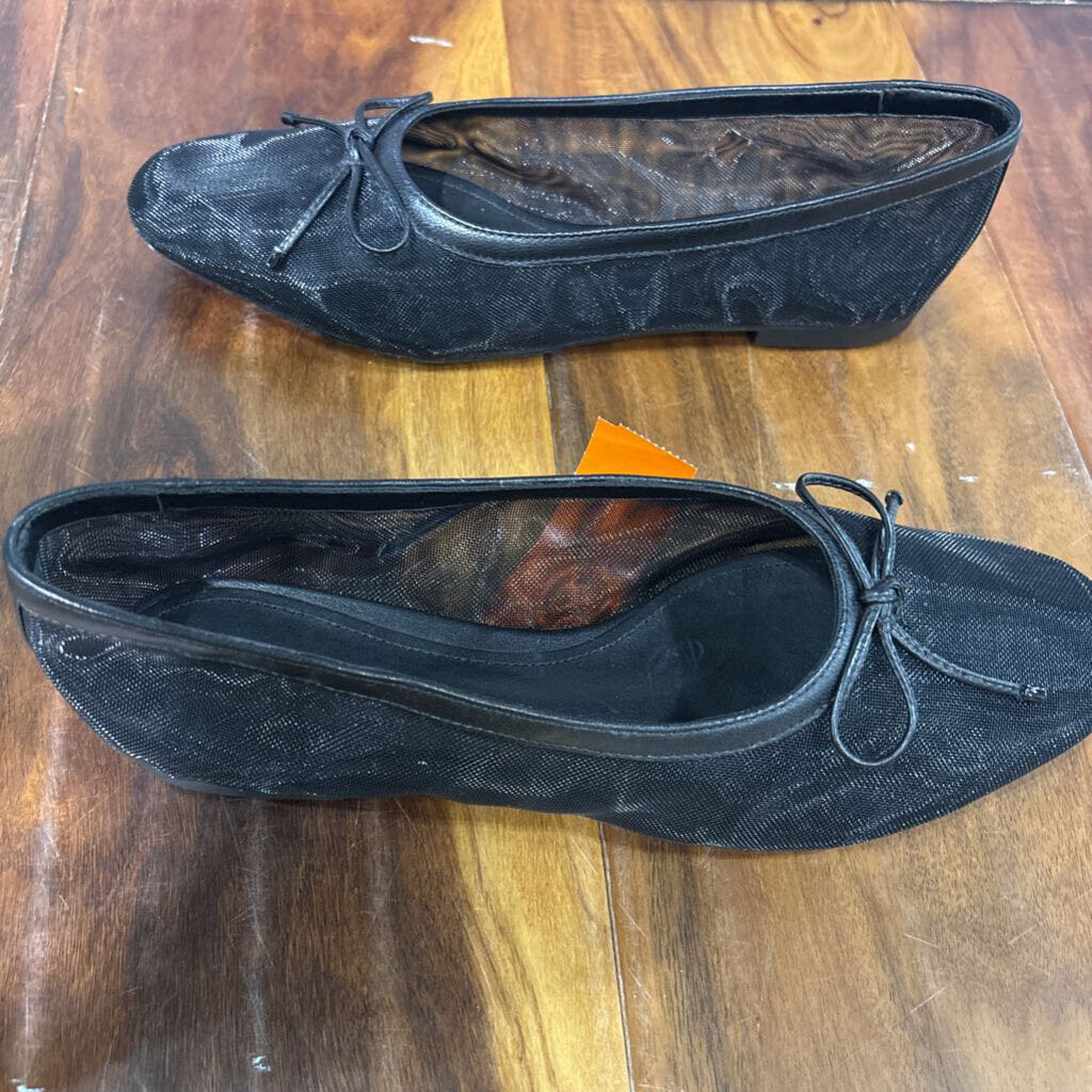 SCHUTZ,NWT MESH BALLET FLAT , BLK ,7.5 RUN BIG