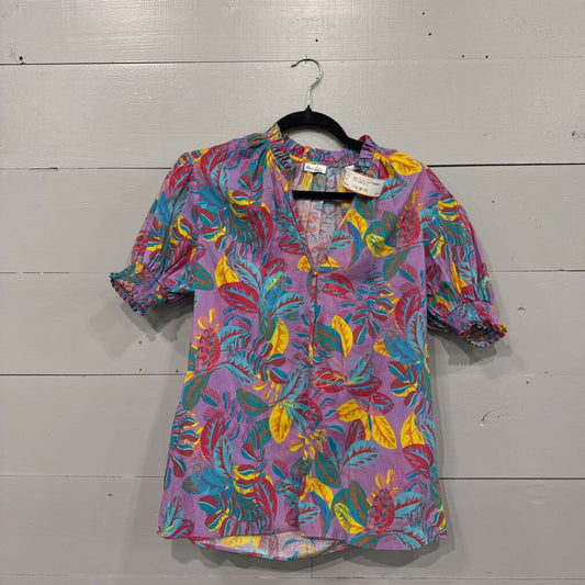 ROBERT GRAHAM,SOFT PLANT PATTERNED TOP,PURPLE,S