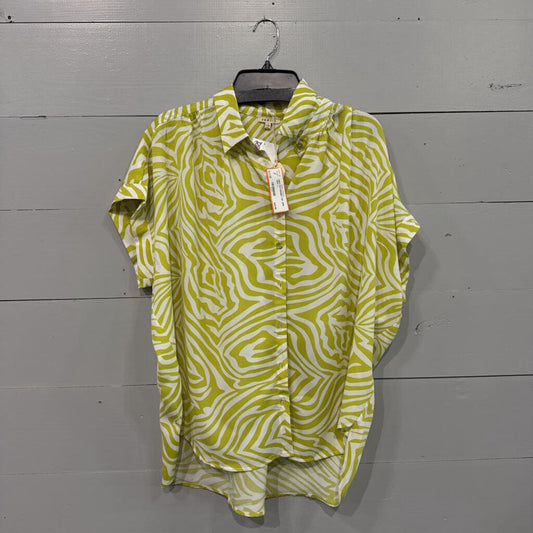 JODIFL,NWT PATTERNED TOP ,GRN WHT ,L