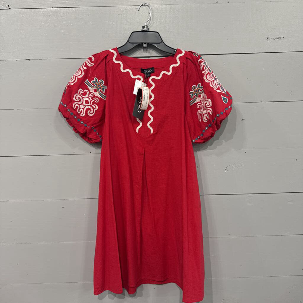 GIGIO,NWT EMBROD DRESS ,RED ,S