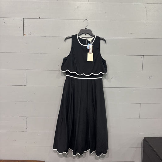 NWT RUFFLE DRESS ,BLK WHT ,L