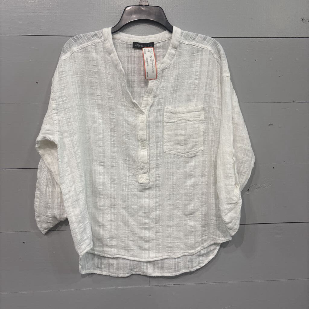 ELLEBORN,100% COTTON TEXTURED TOP ,WHT ,S