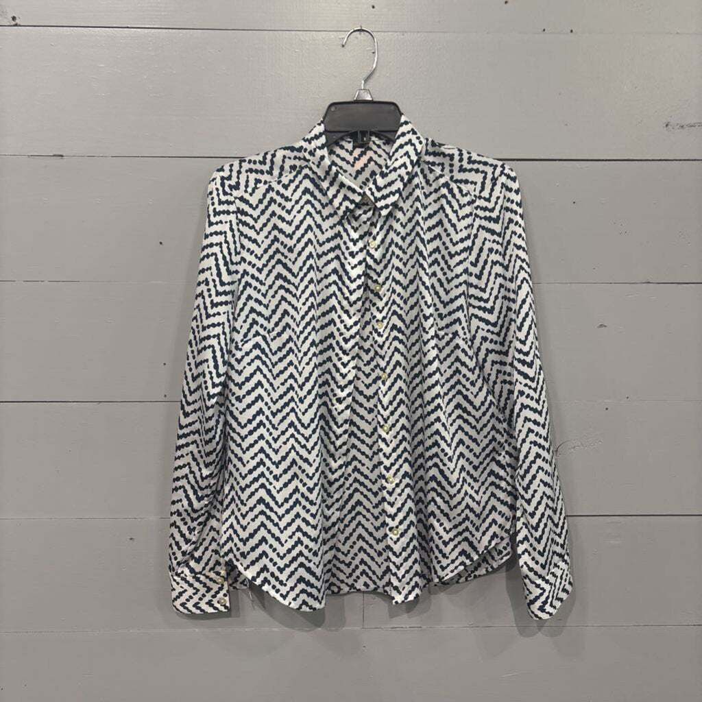 ANN TAYLOR,PATTERNED TOP ,BLUE WHT ,4