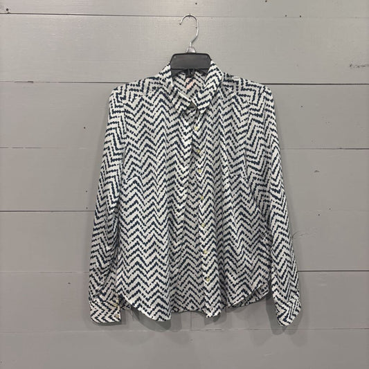 ANN TAYLOR,PATTERNED TOP ,BLUE WHT ,4