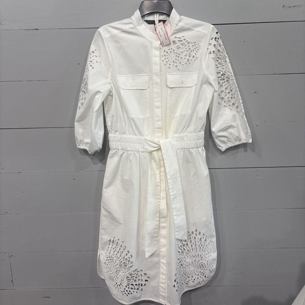 WHITE HOUSE BLACK MARKET,LACE BUTTONUP DRESS ,WHITE ,6