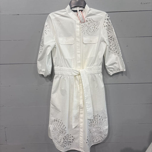 WHITE HOUSE BLACK MARKET,LACE BUTTONUP DRESS ,WHITE ,6