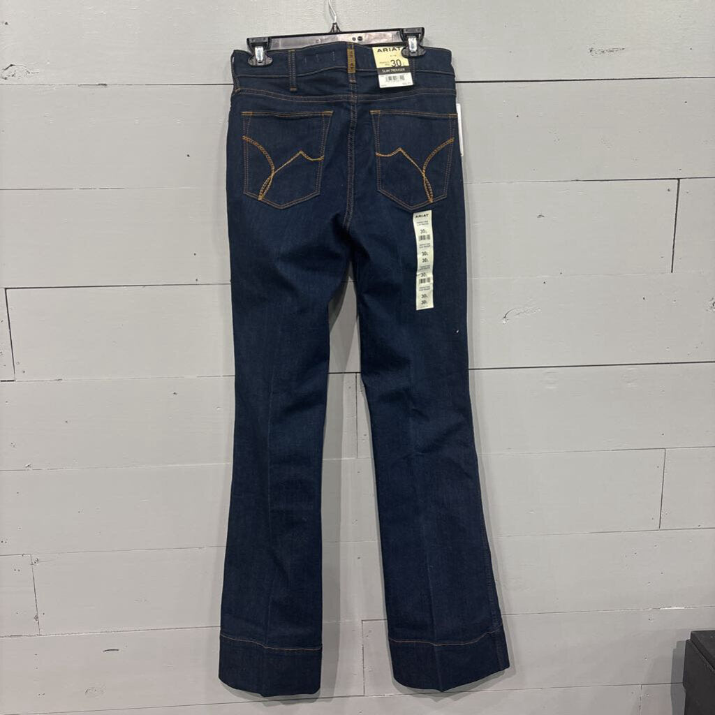 ARIAT,NWT DENIM SLIM TROUSER ,dark blue ,30