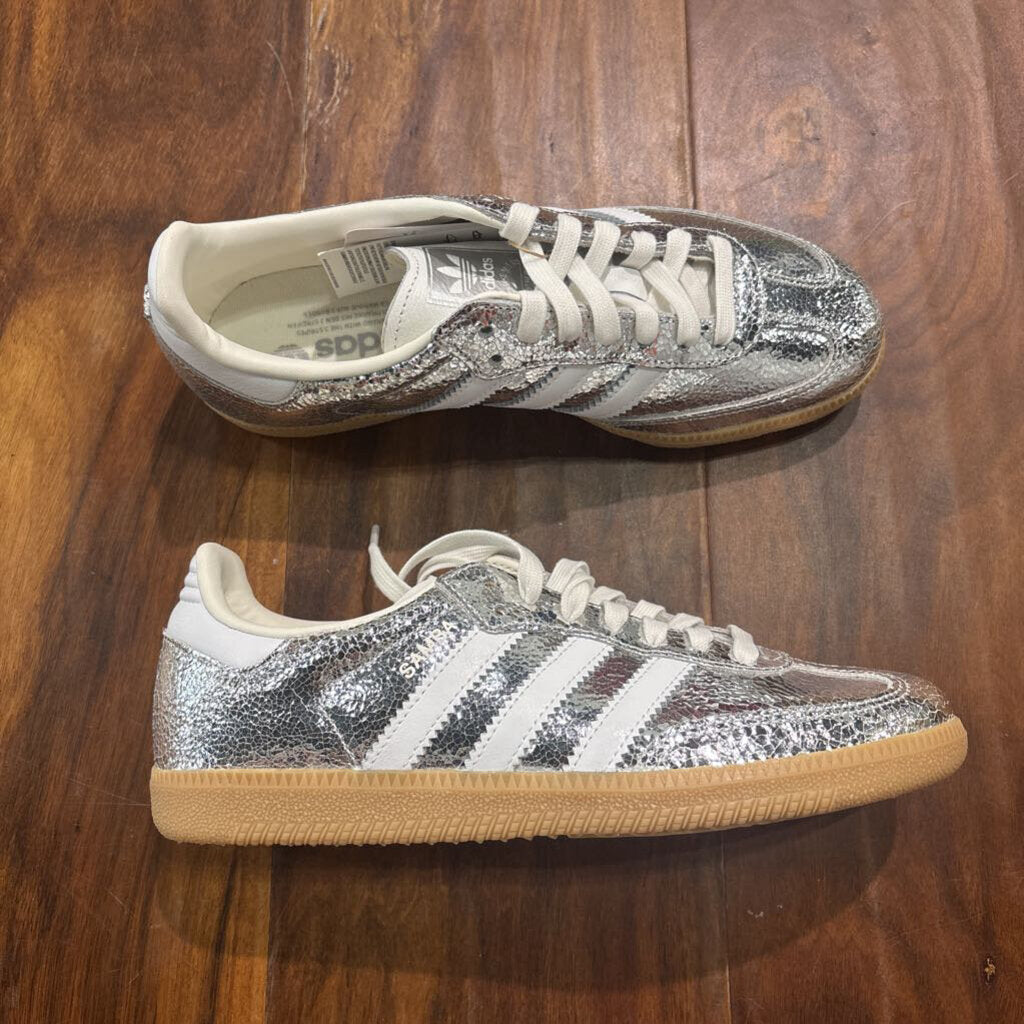 ADIDAS,NEW TRENDY SNEAKER,SILVER WHT ,8 W