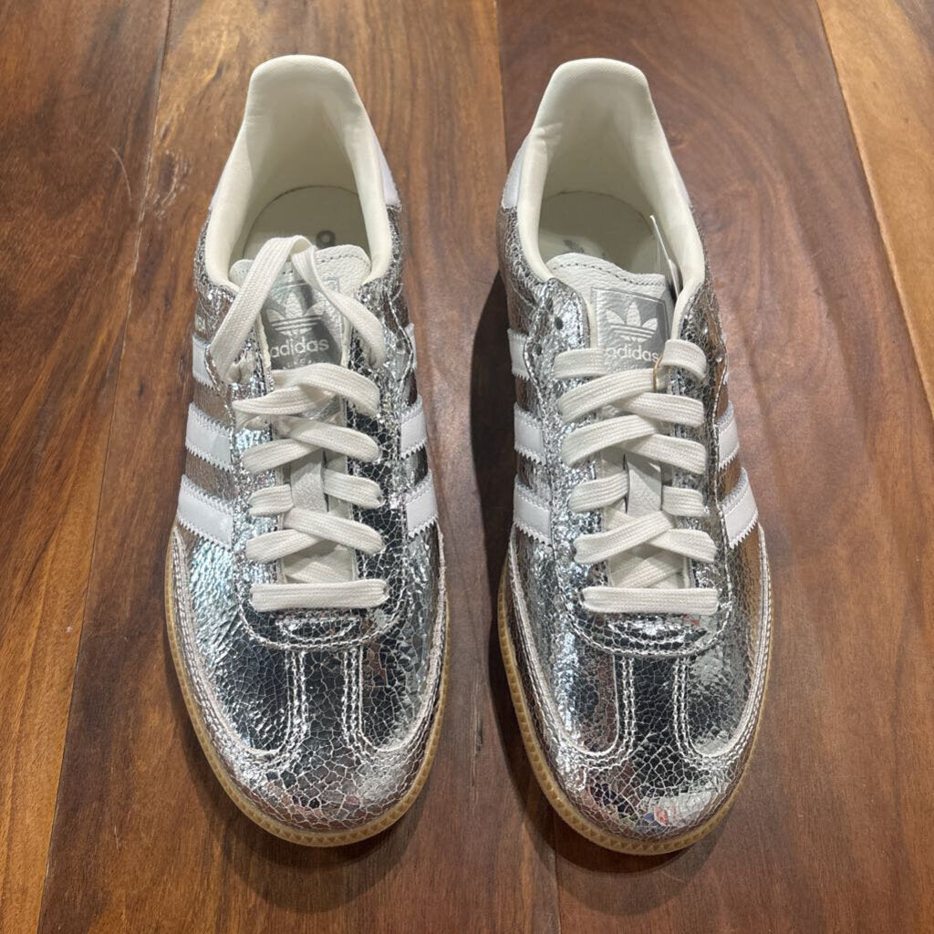 ADIDAS,NEW TRENDY SNEAKER,SILVER WHT ,8 W