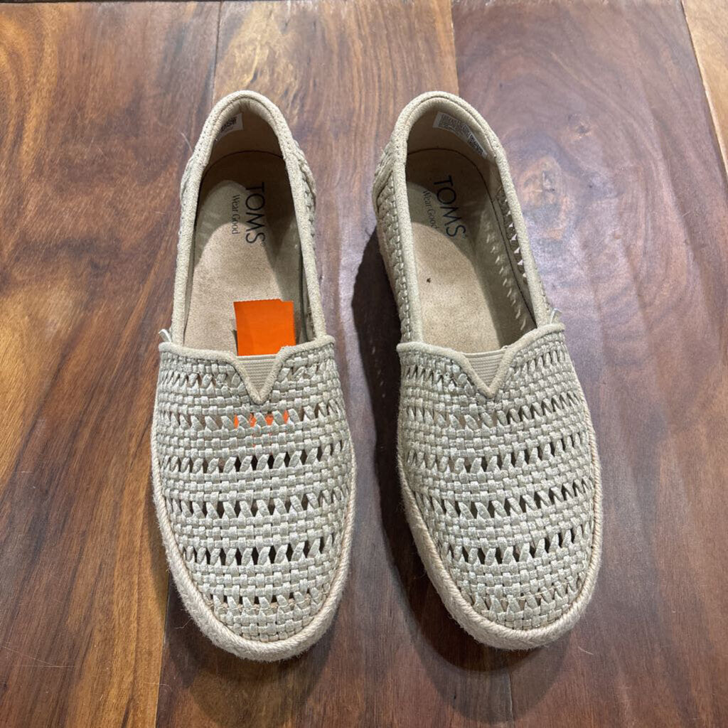 TOMS,PLATFORM ROPE SLIPON ,TAN GOLD ,8.5