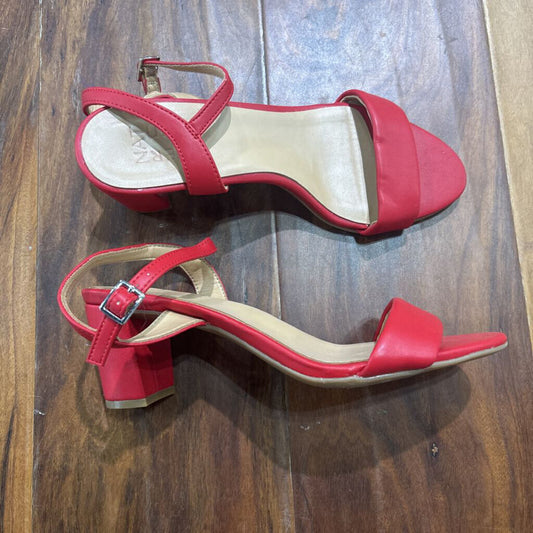 NATURLIZER,LEATHER STRAP HEEL ,RED ,8.5