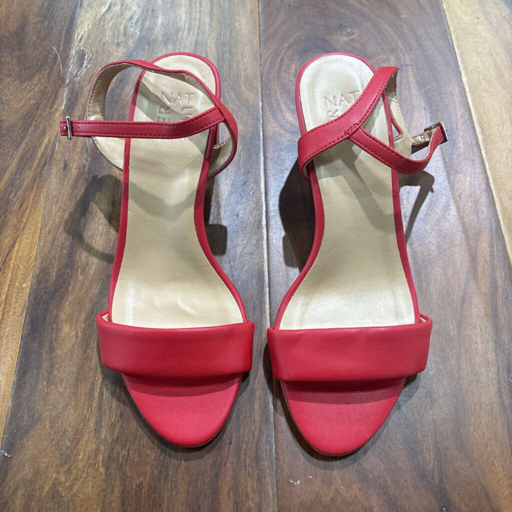 NATURLIZER,LEATHER STRAP HEEL ,RED ,8.5