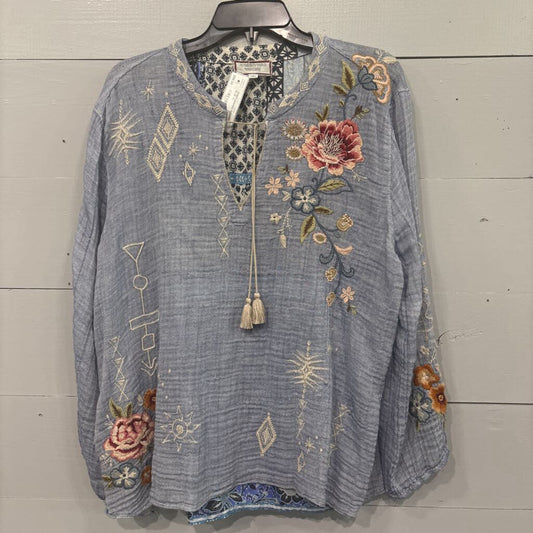 JOHNNY WAS,*EMBROIDERED FLOWER ,BLUE,XL