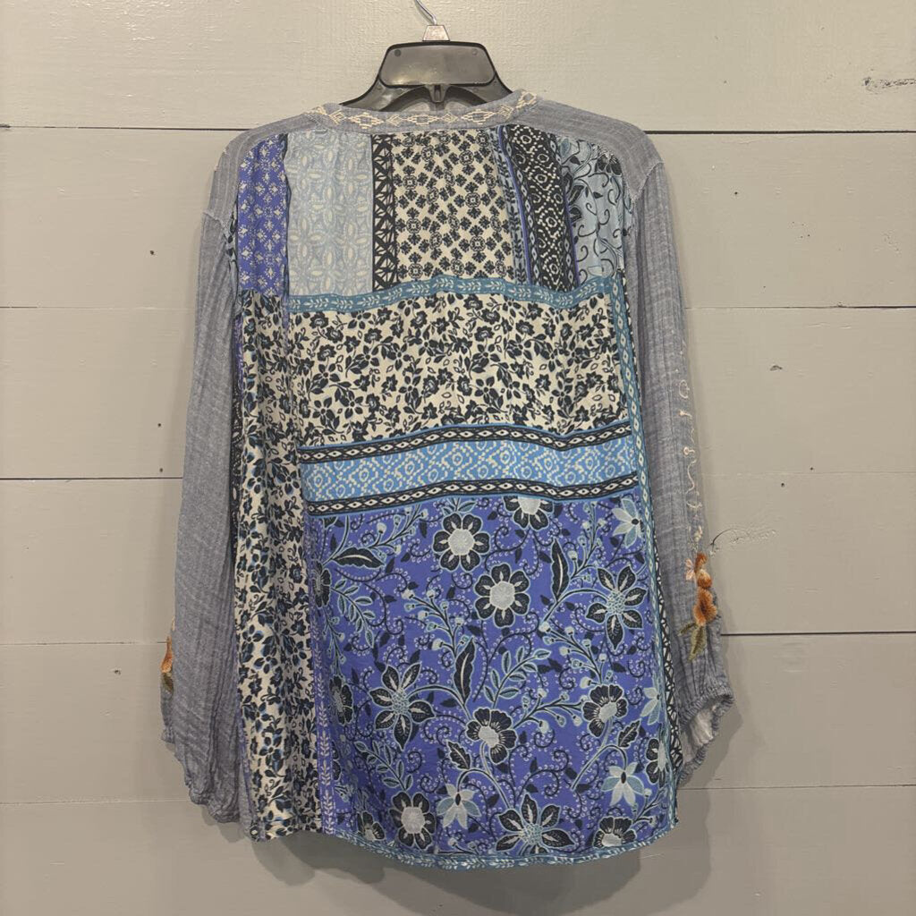 JOHNNY WAS,*EMBROIDERED FLOWER ,BLUE,XL