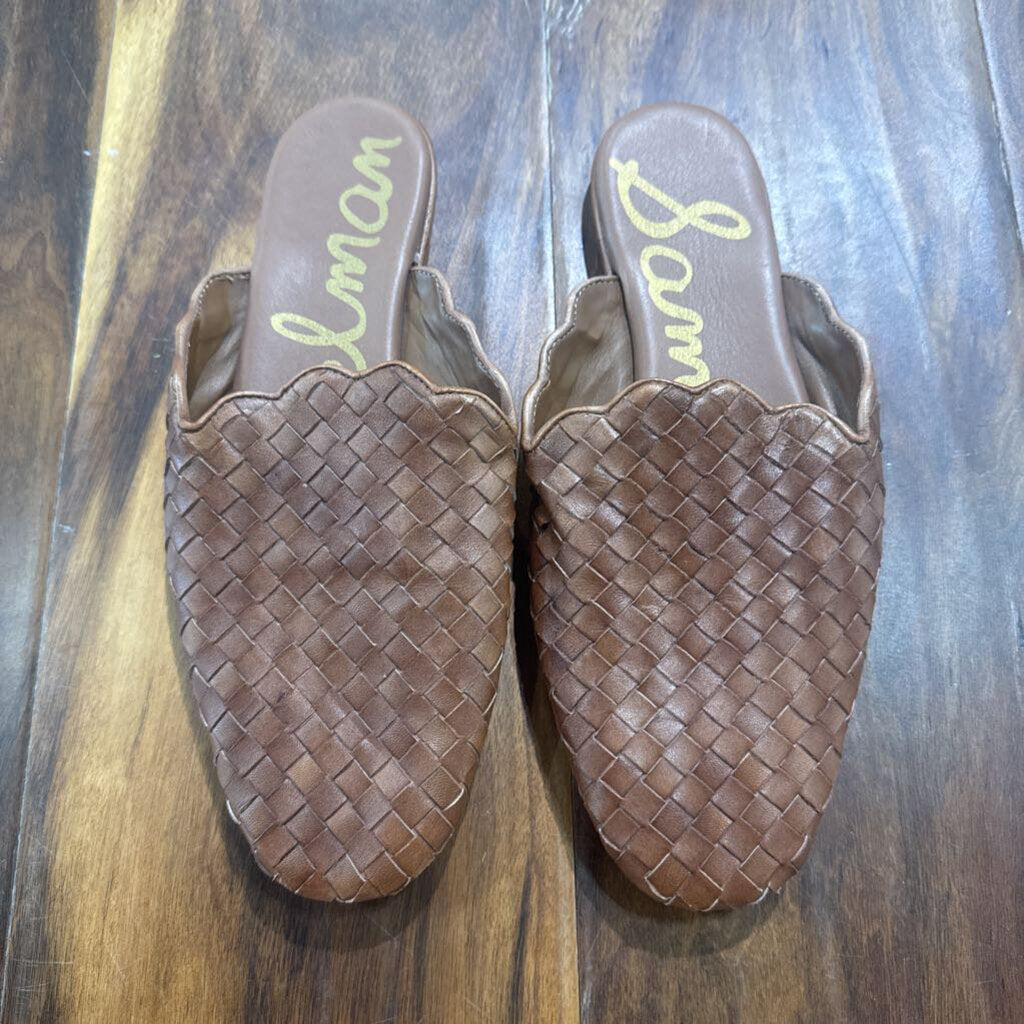 SAM EDELMAN,LEATHER BRAIDED MULE,CAMEL ,8