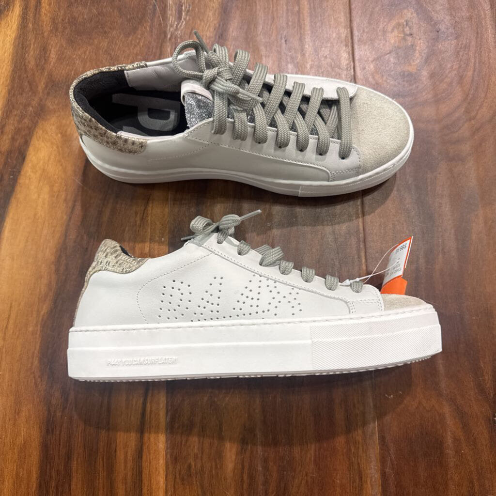 P448,NEW TRENDY SNEAKER ,GRY WHT ,38