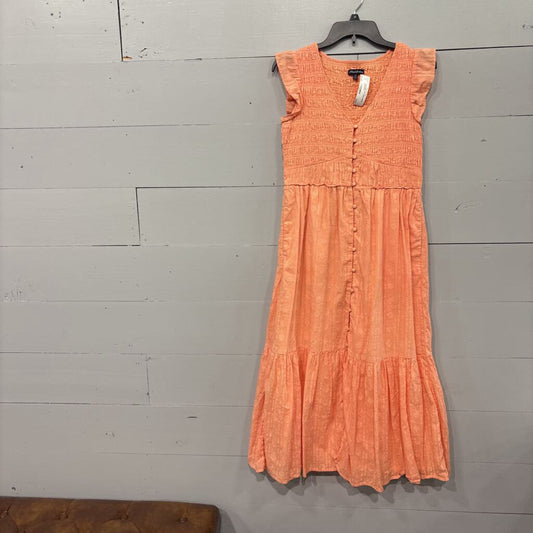 FLAG & ANTHEM,ROUCHE TOP LONG DRESS,PEACH,M