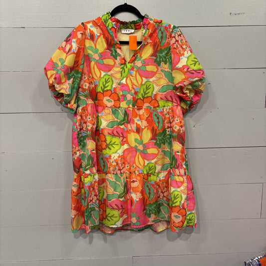 *TIERED DRESS,ORANGE AND GREEN,XL