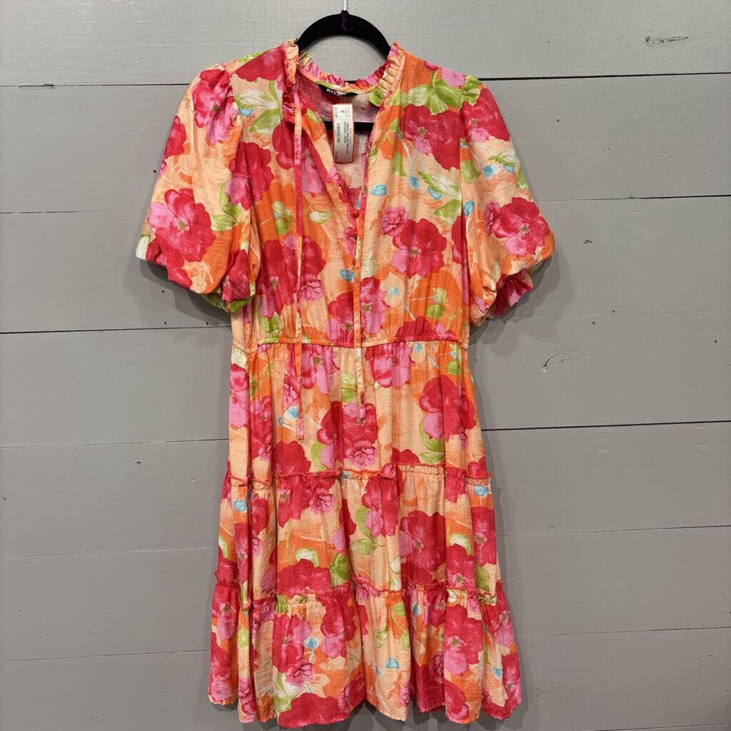BTFBM,*TIERED DRESS,PINK AND ORANGE,LARGE