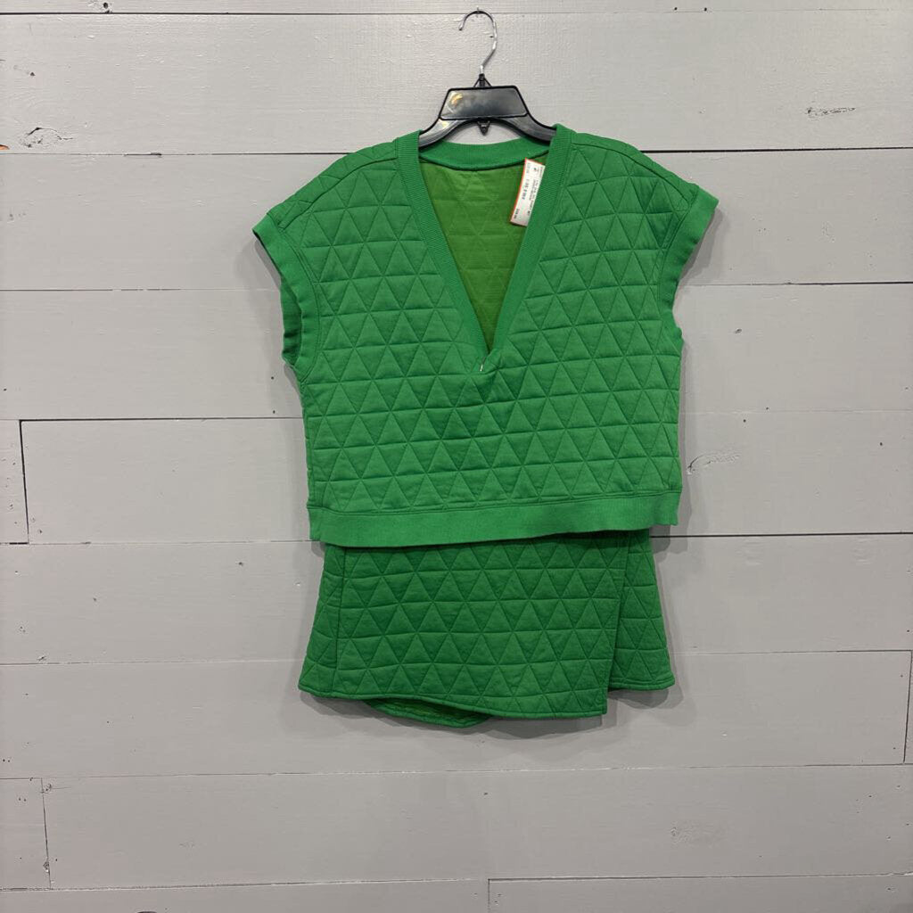 TCEC,2 PC QUILTED SHORT SET,GREEN,MEDIUM
