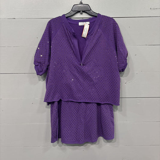 LUXE 83,2 PC SPARKLE SHORT SET,PURPLE,LARGE