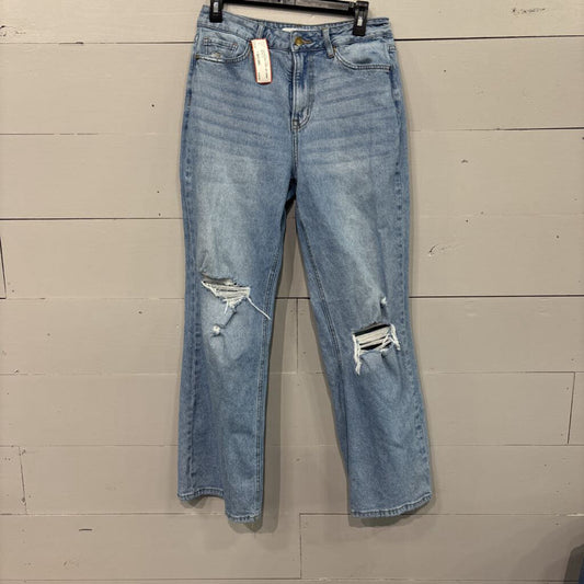ALTERED STATE,DISTRESSED WIDE LEG DENIM,BLUE,28
