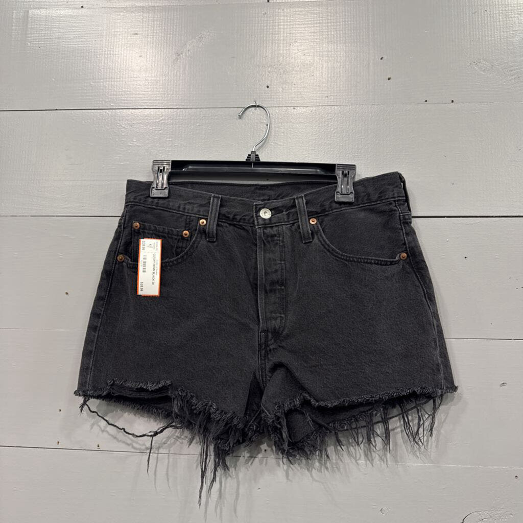 LEVI 501,CUTOFF DENIM,BLACK,30