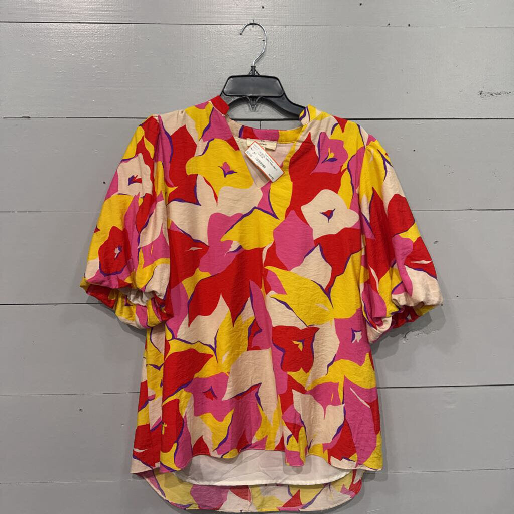 ADRIENNE,FLORAL TUNIC,PINK MULTI,LARGE