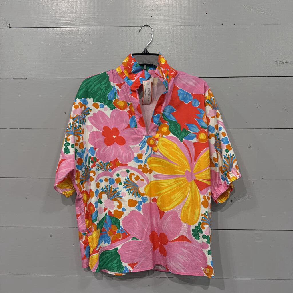ABSTRACT TOP,RED AND YELLOW,LARGE