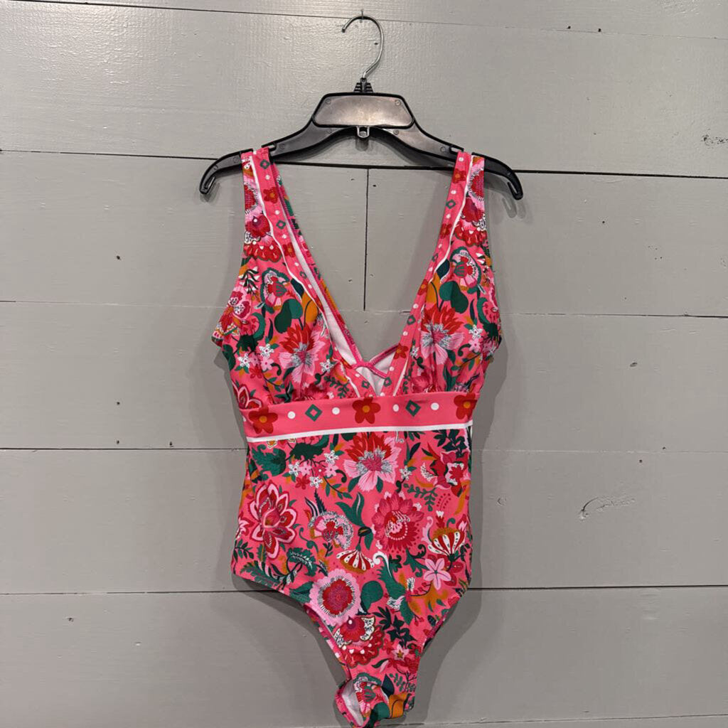 NO LABEL,FLORAL SWIM SUIT,PINK,LARGE