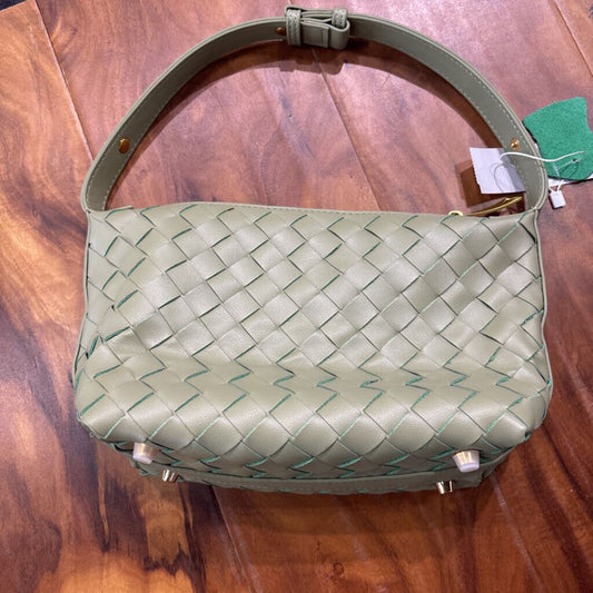 LEATHER BRAID HANDBAG ,GRN ,M