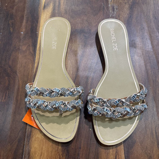 RACHEL ZOE,NEW JEWELED SANDAL ,SILVER ROSE GOLD TAN ,8.5