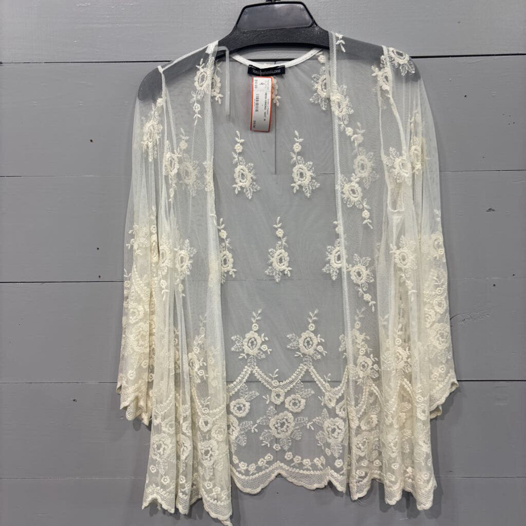 YOUARENOTALONE,MESH KIMONO ,WHT ,M