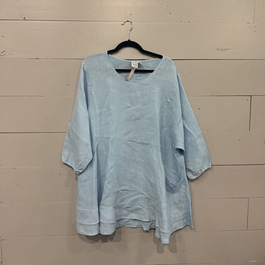 OS LINEN TOP ,BLUE ,M
