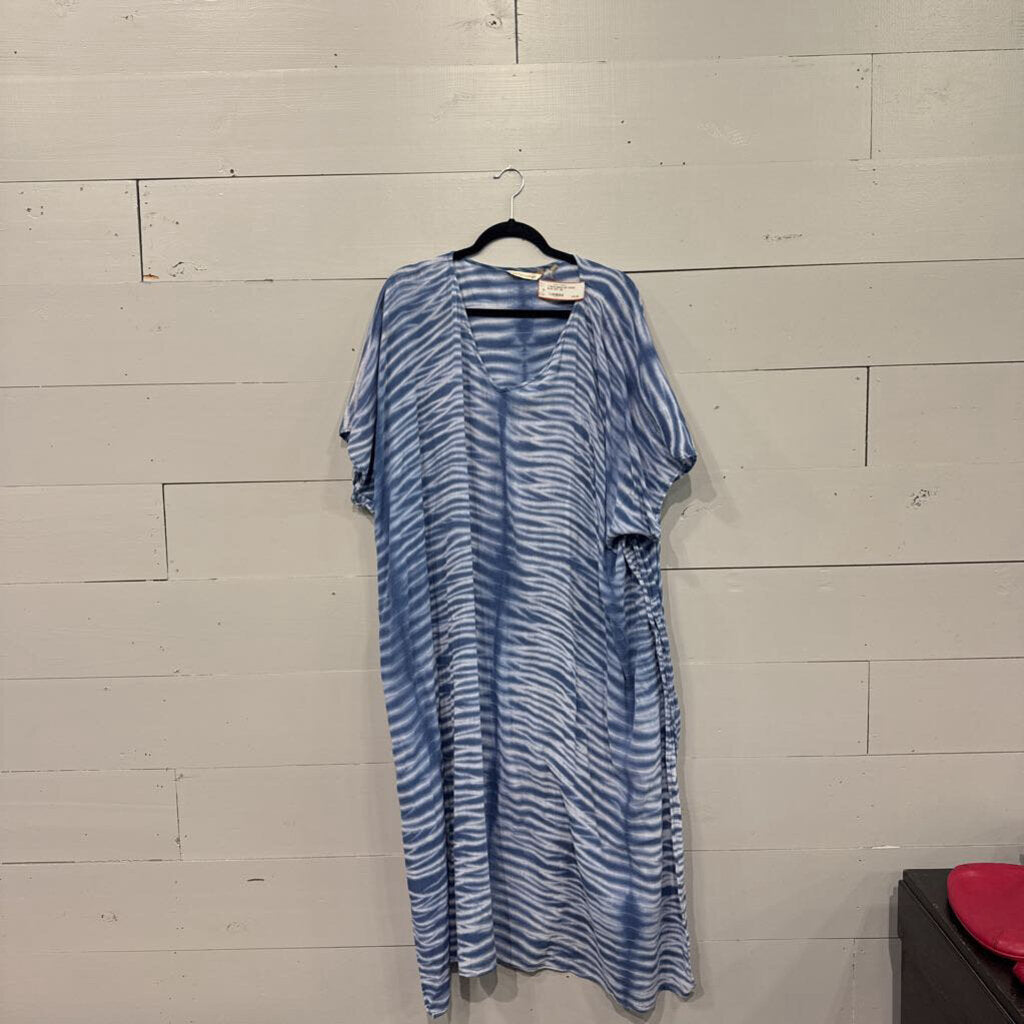 TYEDYE SIMCOVER DRESS ,BLUE WHT ,OS