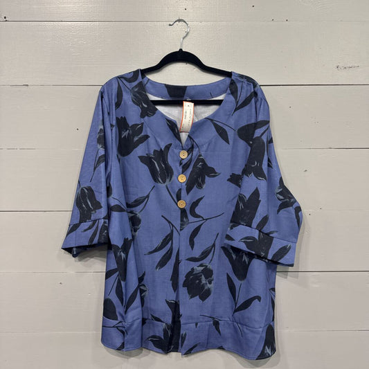 FLOREAL TOP ,BLUE ,3X