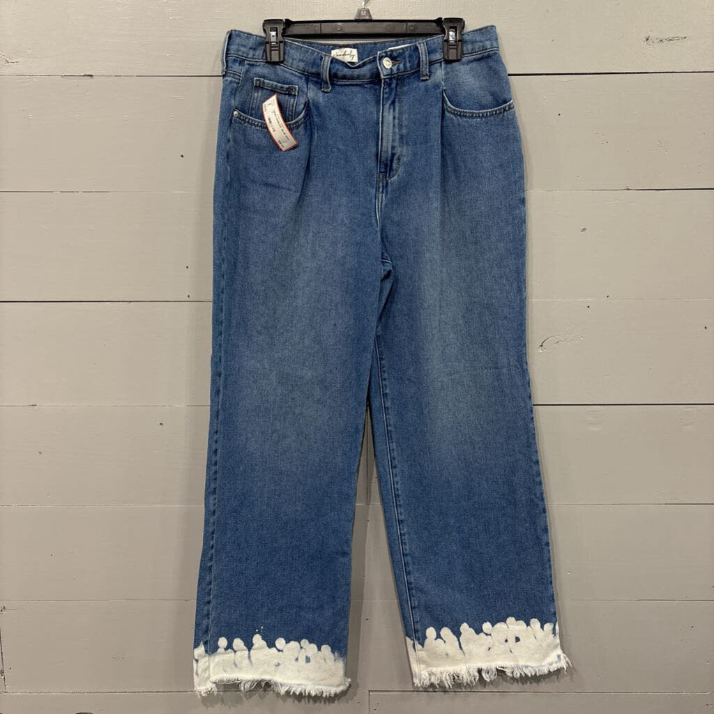 WONDERLY,DENIM WIDELEG ,BLUE WHT ,12