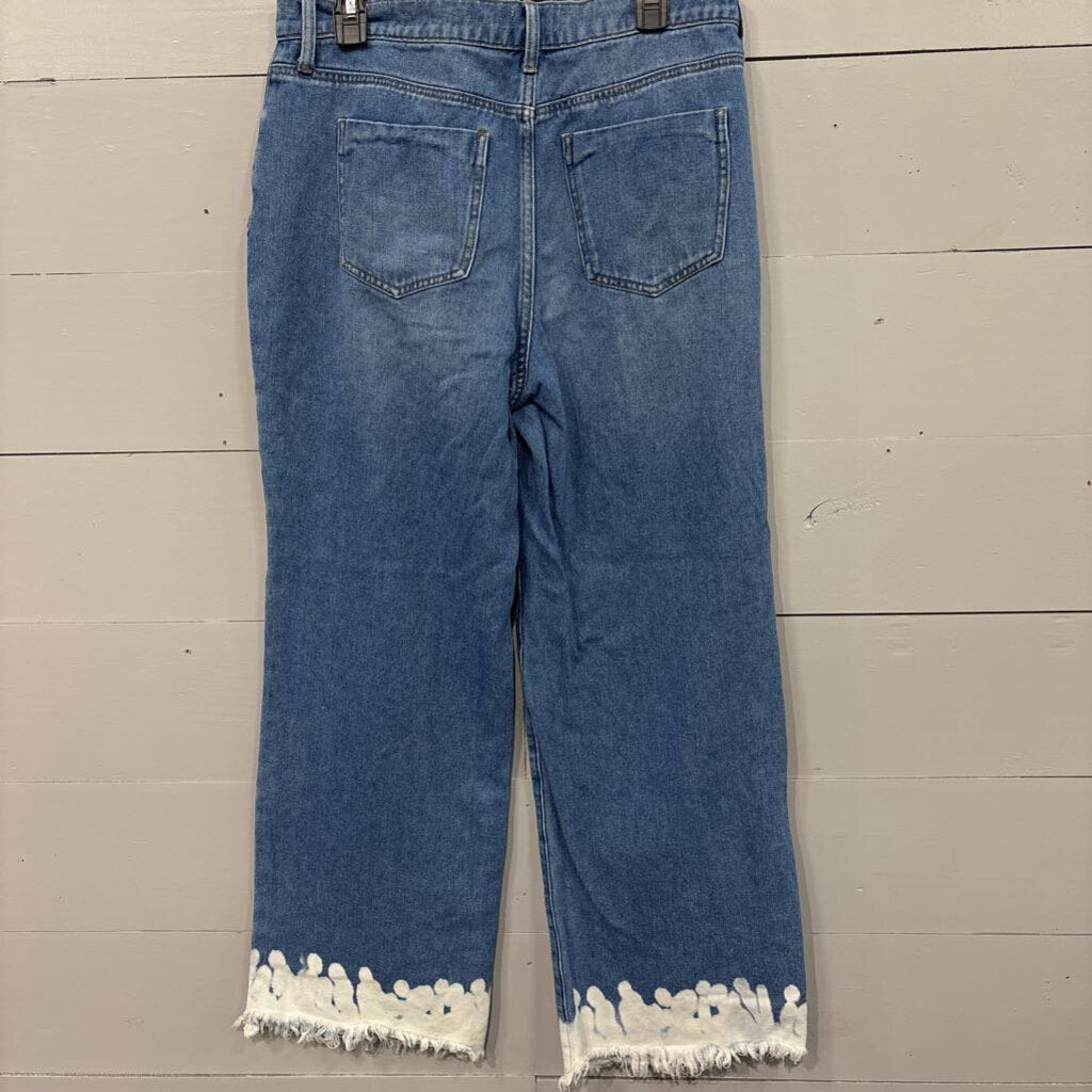 WONDERLY,DENIM WIDELEG ,BLUE WHT ,12