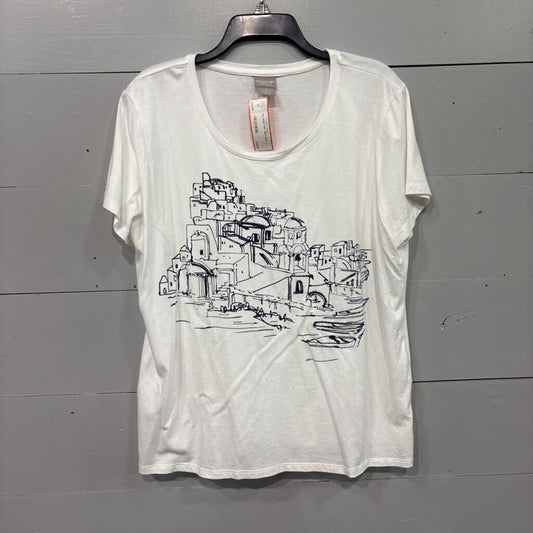 CHICO'S,VILLAGE TOP ,WHT NVY ,3