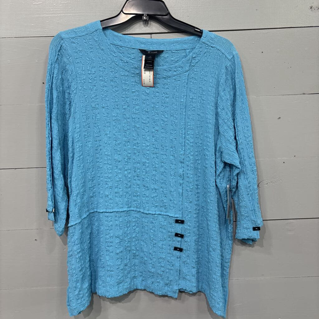 ALI MILES,NWT TEXTURED TOP ,BLUE ,1X