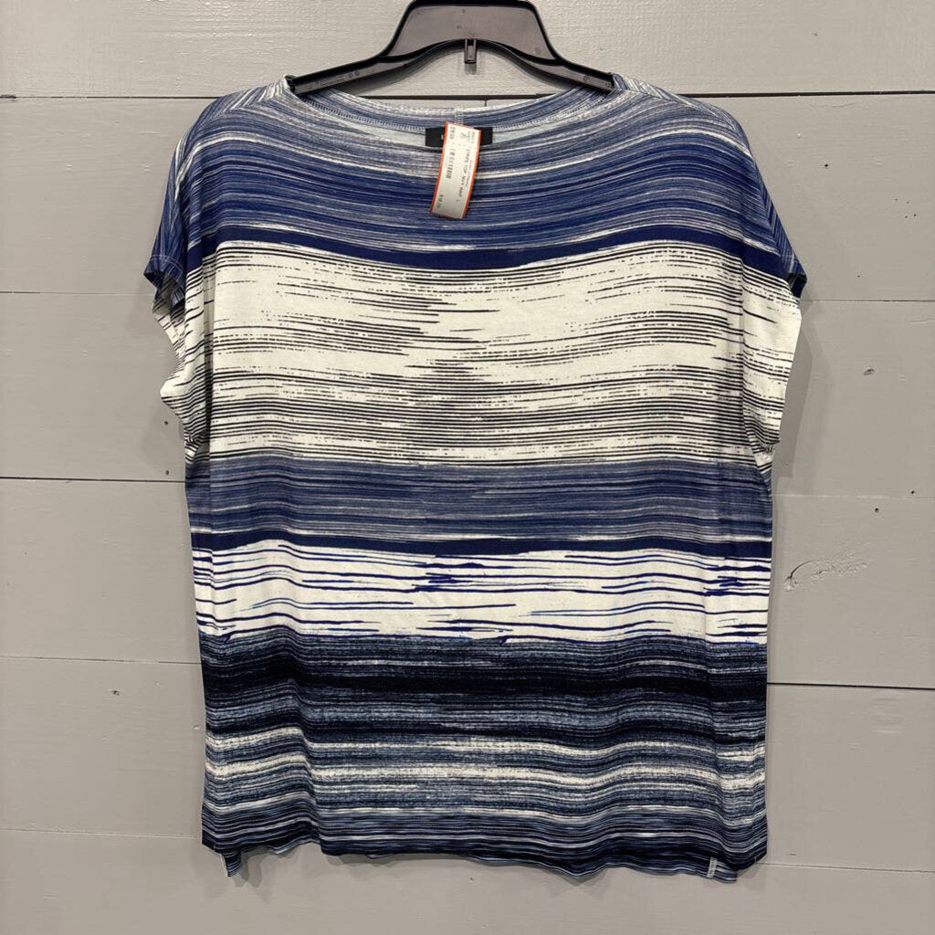 KAREN KANE,STRIPE TOP ,NVY WHT ,L
