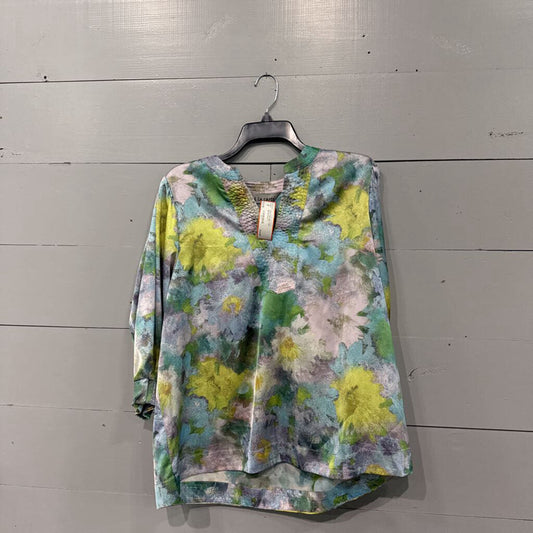 A LA CARTE,*PATTERNED TOP,BLUE/MULTI,L