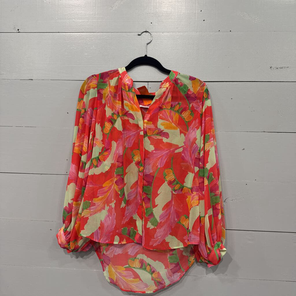 CHICO'S,FLOWER BLOUSE,RED ,2