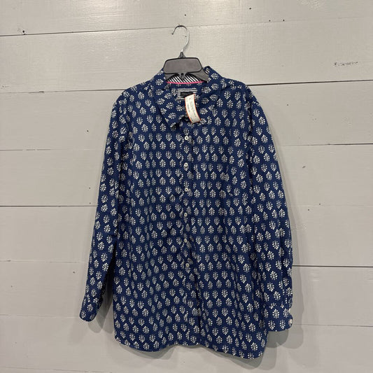 TALBOTS,*PATTERENED BUTTON UP TOP,BLUE ,2X